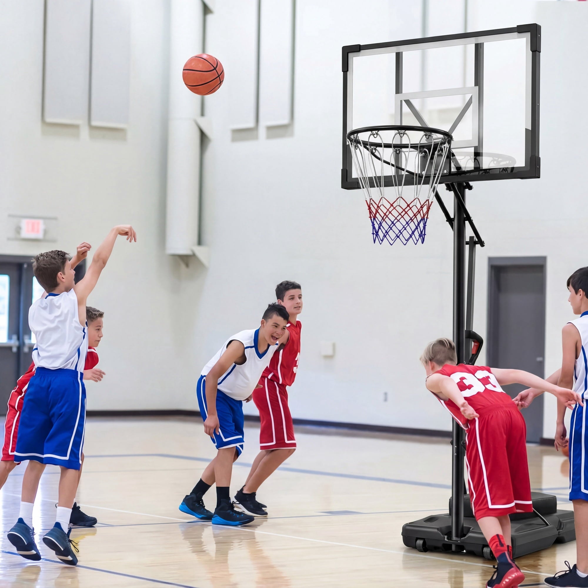 NEDYO Portable Adjustable Basketball Hoop 5.25-10ft with 44" Backboard for Kids, Teens, Adults, New
