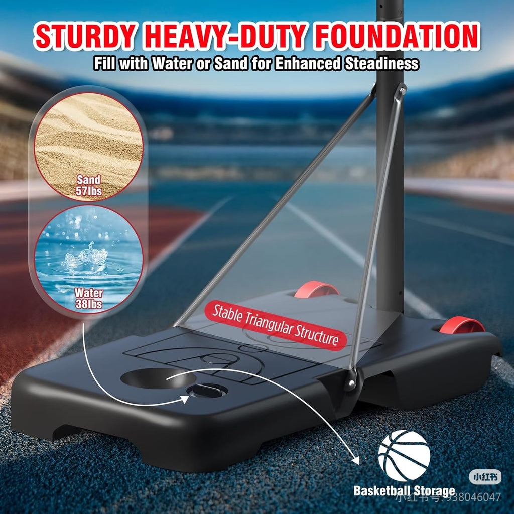 FirstAsk Adjustable Portable Basketball Hoop 3.9-8.5 ft HDPE Backboard for Kids, Outdoor and Indoor Courts